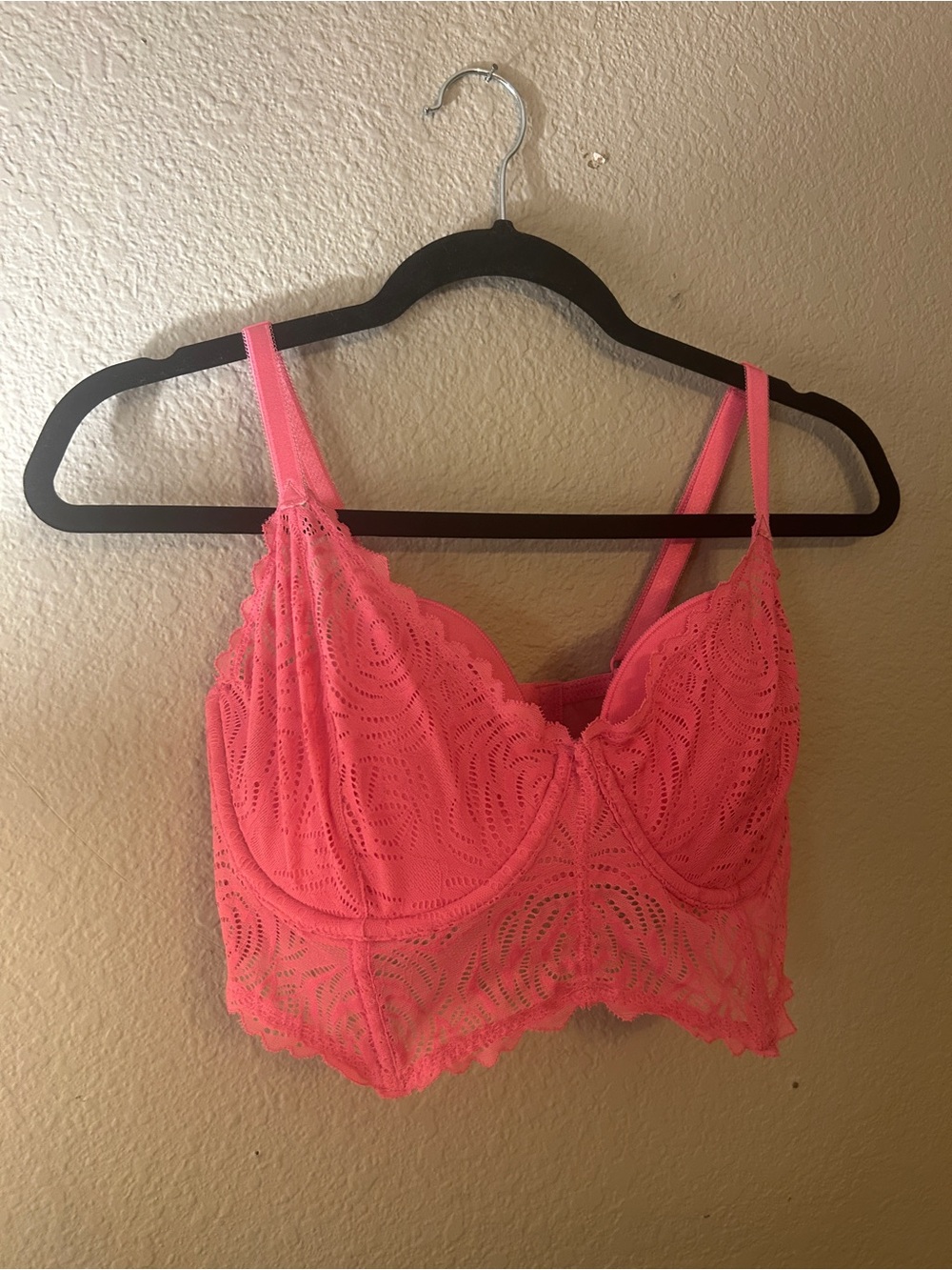 Adore Me Neon Pink Lace Bra